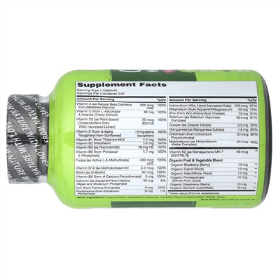 NATURELO, Мультивитамины One Daily, для женщин, 240 вегетарианских капсул