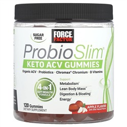 Force Factor, ProbioSlim®, жевательные мармеладки с кето-уравновешиванием, яблоко, 120 жевательных таблеток