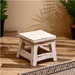 Табурет, 21×21×18 см, дерево албезия, белый