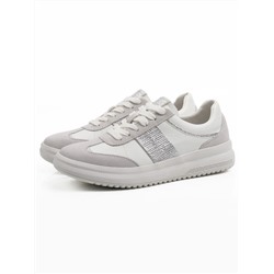 03-A1021-9 WHITE/GRAY Кроссовки женские (натуральная кожа, натуральная замша)