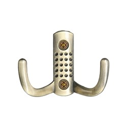 Крючок мебельный ТУНДРА TKd=011, двухрожковый, бронза, 4 шт. TMP