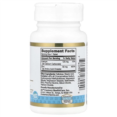 21st Century, хелатный цинк, 60 таблеток