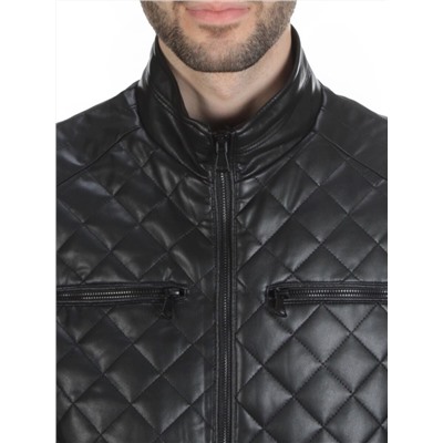 A198 BLACK Куртка из эко-кожи мужская (50 гр. синтепон)