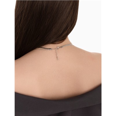 Кулон «Сердце» два ряда, серебряный в серебре, 45 см