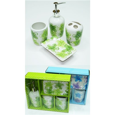 Набор д/ванной комнаты Flowers 4 предмета керамика  26*22*8 см
