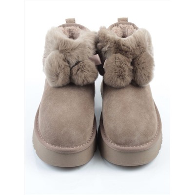 04-PAYH31-3Z KHAKI Угги женские (натуральная замша, 100% шерсть, натуральный мех)