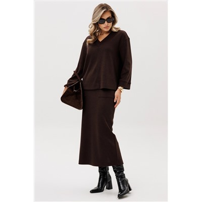 Костюм юбочный 5326 коричневый