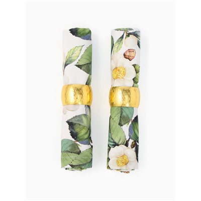 Набор салфеток с декоративными кольцами «Этель» Camellia, 40×40 см - 2 шт., 100% хлопок, саржа