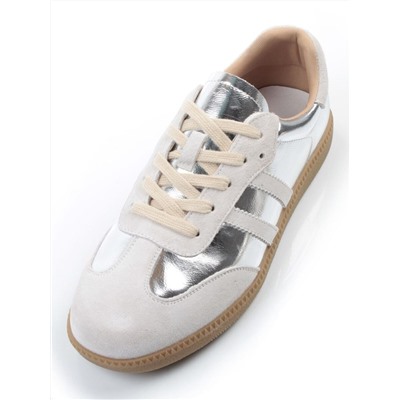 03-270-6C GREY/SILVER Кеды женские (натуральная кожа)