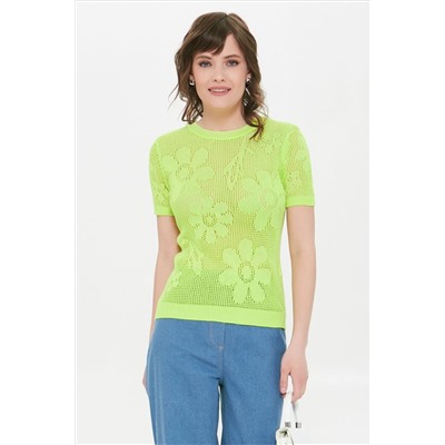 Джемпер вязаный лимонного цвета с короткими рукавами