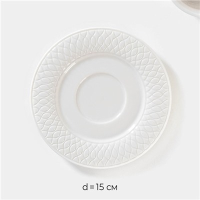 Чайная пара Magistro Argos, 2 предмета: чашка 220 мл, блюдце d=15 см, фарфор, белая