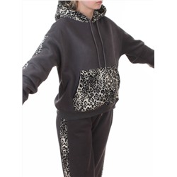 008 DK. GRAY/LEOPARD Костюм спортивный зимний женский (95% хлопок, 5% полиэстер)