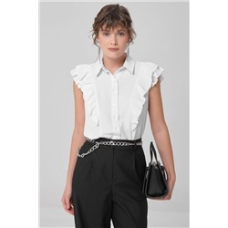 Блузка без рукавов белая с оборками