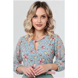 Блузка женская  7067/02/Бирюзовый, розовый