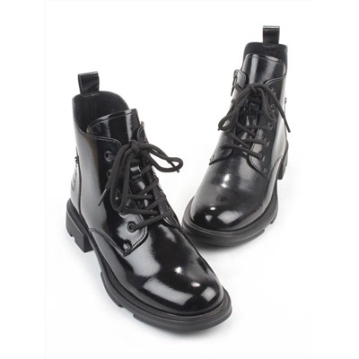 01-M43-13 BLACK Ботинки демисезонные женские (натуральная кожа)