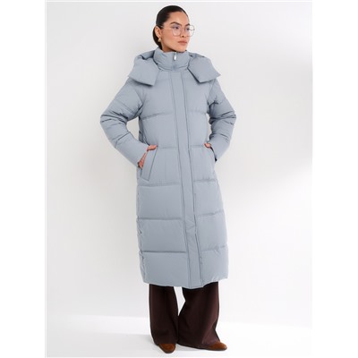 Пуховик женский серо-голубой