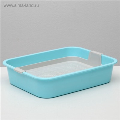 Туалет "Мур-мяу" для кошек, с сеткой, 33×25×7 см, голубой