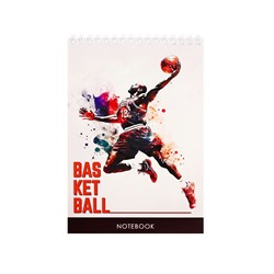 Блокнот А5, 40 листов в клетку на гребне «Баскетбол», обложка мелованный картон, блок офсет