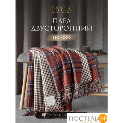 ESTIA ВИЛЬЯМ Плед террак/син/олив 150х200/10х2 см, 1 пр