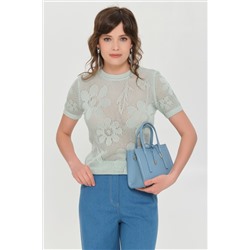 Джемпер вязаный светло-зелёного цвета с короткими рукавами