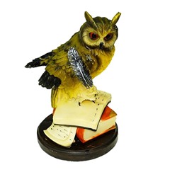 Сова полист. на книгах с пером 22*12.5см