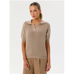 Блузка поло вязаная бежевая