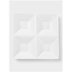 Менажница 4 ячейки Wilmax, 20×20 см, фарфор, белая