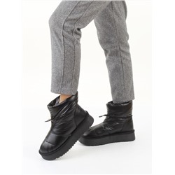 04-WA003-1M BLACK Ботинки зимние женские (натуральная кожа, курточная ткань, 100% шерсть)