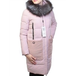 027N PINK Пуховик женский зимний (тинсулейт, натуральный мех чернобурки)