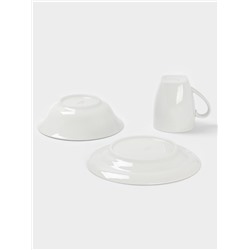 Набор детской посуды Дулевский фарфор «Зайчик», 3 предмета: тарелка 175 мл, миска 360 мл, кружка 210 мл, белый