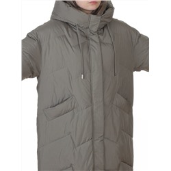 8883 GRAY/GREEN Пальто зимнее женское (150 гр. холлофайбер)