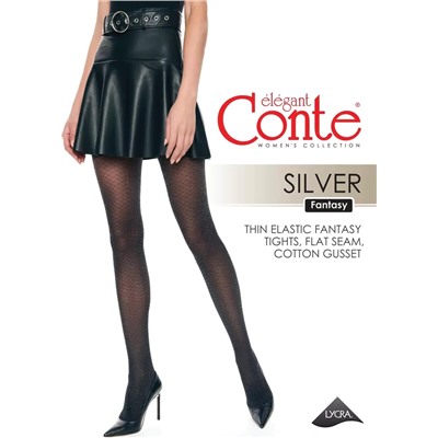 CONTE SILVER Колготки женские с сияющим ажурным рисунком «соты»