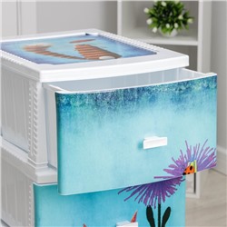 Комод 4-х секционный «Декор. Кот», 38.5×47×95 см, белый