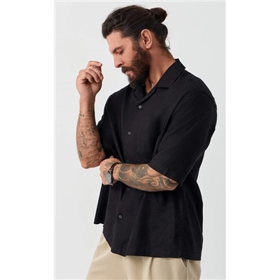 Рубашка к/р лен F611-0423 black
