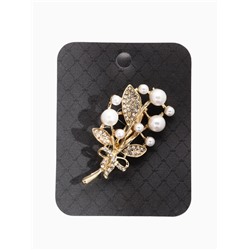 Брошь «Ветка» жемчужных ягод, цвет белый в золоте