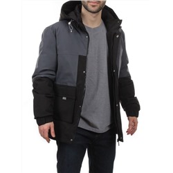 8875 BLACK GRAY Куртка мужская зимняя облегченная (130 гр. холлофайбер)