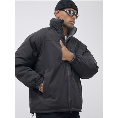 Куртка двухсторонняя мужская молодежная зимняя черного цвета 25308Ch