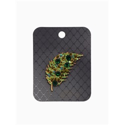 Брошь «Листочек», зелёная в золоте