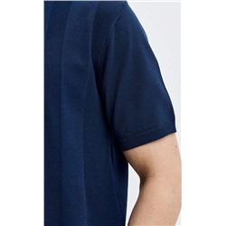 Футболка-поло F511-15702 d.blue