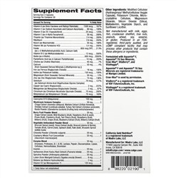 California Gold Nutrition, Ultamins, мультивитаминный комплекс для женщин старше 50 лет с коэнзимом Q10, грибами, ферментами, овощами и ягодами, 60 растительных капсул