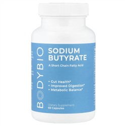 BodyBio, бутират натрия, 60 капсул без ГМО