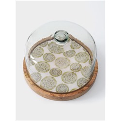 Клош стеклянный, 24×24×18.5 см, дерево