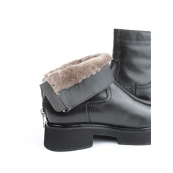 04-HJM396 BLACK Ботинки зимние женские (натуральная кожа, натуральный мех)