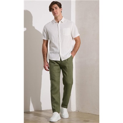 Брюки лен P411-0866 green