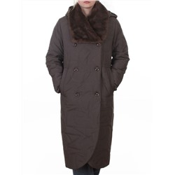 A617 GRAY/BROWN Пальто зимнее женское (верблюжья шерсть, 120 гр. холлофайбер)