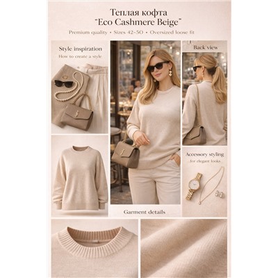 Теплая кофта "Eco Cashmere Beige" арт. 2701