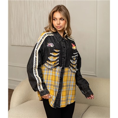 Рубашка #КТ36158, жёлтый,чёрный