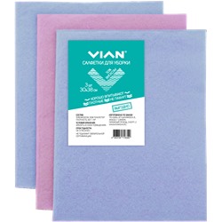 Салфетки для уборки VIAN, вискоза 50%, цвет произвольный, 30х38 см, 3 шт.