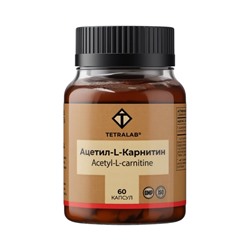 L‑Карнитин TETRALAB, поддержка энергии, метаболизма и сжигания жира, 500  мг, 60 капсул
