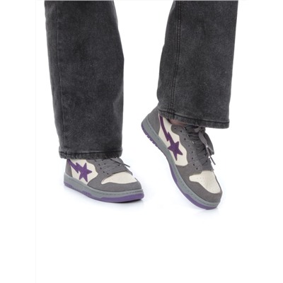 05-717-13 DARKGRAY/PURPLE Кроссовки женские (натуральная замша, натуральная кожа)